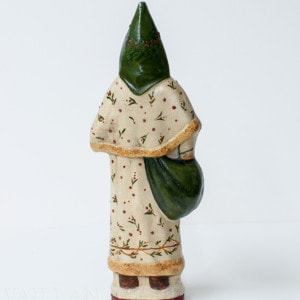 Santa in White Vine Coat with Wreath