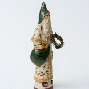 Santa in White Vine Coat with Wreath
