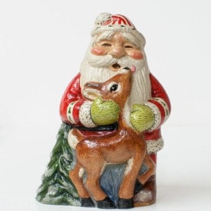 Small Santa Hugging Deer