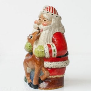 Small Santa Hugging Deer