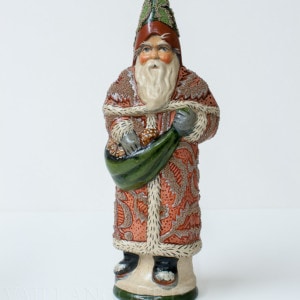 Floral Beadwork Santa with Pinecones