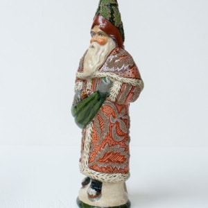 Floral Beadwork Santa with Pinecones