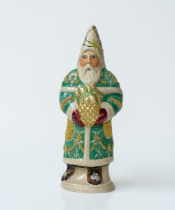 Turquoise Brocade Santa