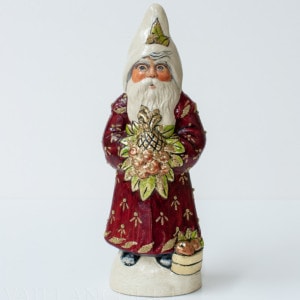 Father Christmas with beaded burgundy coat