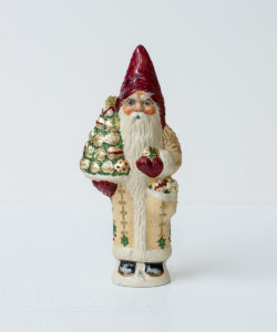 Father Christmas Holding Gold Ornaments