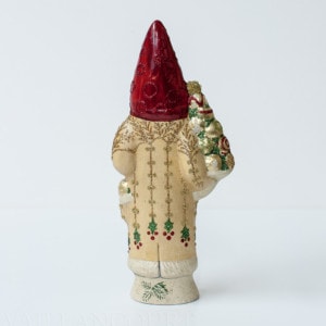 Father Christmas Holding Gold Ornaments