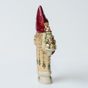 Father Christmas Holding Gold Ornaments