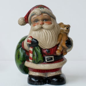 Red Stripe Santa with Teddy