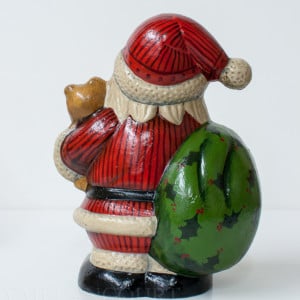 Red Stripe Santa with Teddy