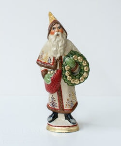 White Tree Father Christmas with Gold Apple Wreath