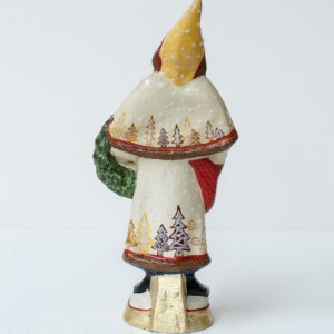 White Tree Father Christmas with Gold Apple Wreath