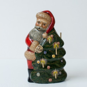 Santa with Candles in Tree