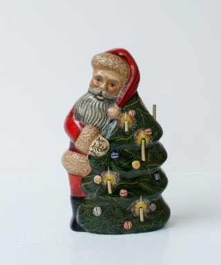 Santa with Candles in Tree
