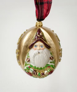"Jingle Ball" Santa In White On Gold