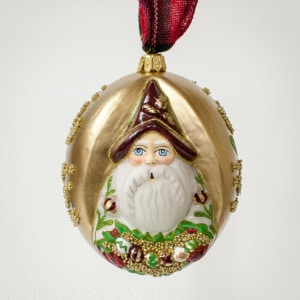 "Jingle Ball" Santa In White On Gold