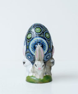 Small Blue and Grey Egg with Rabbits