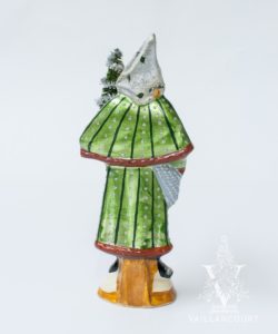 Green Metallic Father Christmas with Partridge Hat