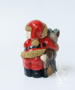 Decorated Santa Hugging Reindeer