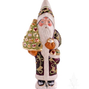 Brocaded Coat Santa with Gold Ornaments