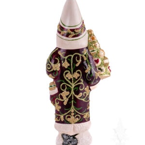 Brocaded Coat Santa with Gold Ornaments