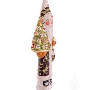 Brocaded Coat Santa with Gold Ornaments