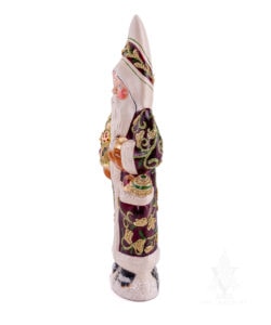 Brocaded Coat Santa with Gold Ornaments