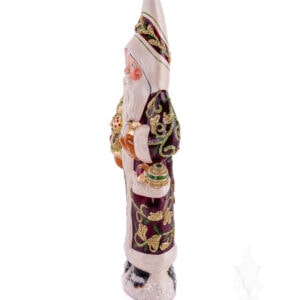 Brocaded Coat Santa with Gold Ornaments