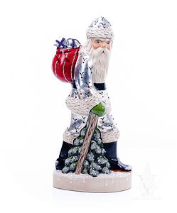 Walking Stick Father Christmas in Silver