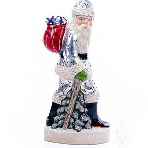 Walking Stick Father Christmas in Silver