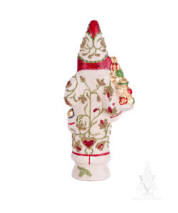 Brocade Father Christmas Holding Gold Ornaments