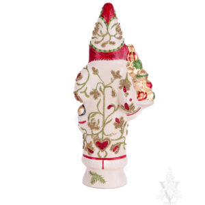 Brocade Father Christmas Holding Gold Ornaments
