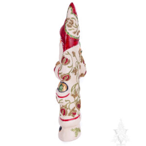 Brocade Father Christmas Holding Gold Ornaments