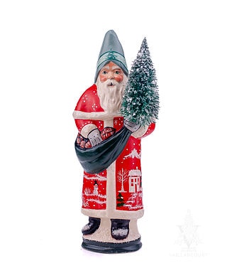 Red Santa with Village Scene