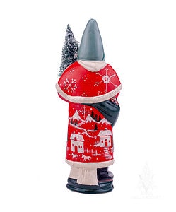 Red Santa with Village Scene