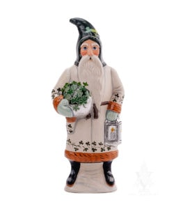 Irish Santa With Kissing Ball of Shamrocks and Lantern