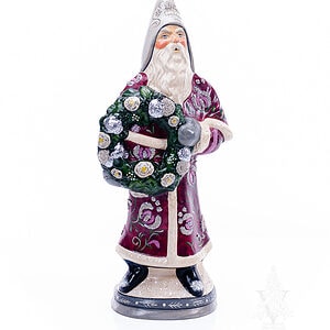 Plum Father Christmas with Peony Wreath