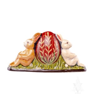 Two Bunnies Leaning Against Egg