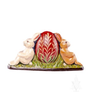 Two Bunnies Leaning Against Egg