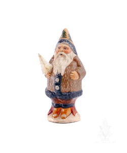 Father Christmas in Brown Fur Coat with Brush Tree