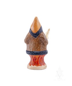 Father Christmas in Brown Fur Coat with Brush Tree