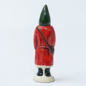 Miniature Red Father Christmas Holding Purple Rabbit