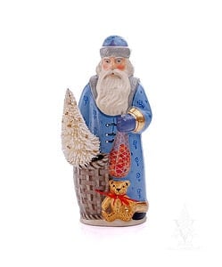 Old World Santa in Blue with Basket and Teddy