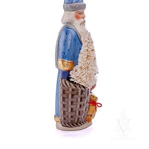 Old World Santa in Blue with Basket and Teddy