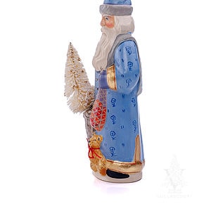 Old World Santa in Blue with Basket and Teddy
