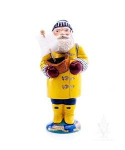 Sea Coast Santa in Yellow Slicker Holding Boat