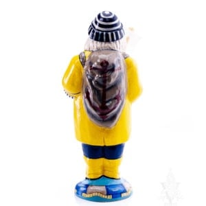 Sea Coast Santa in Yellow Slicker Holding Boat
