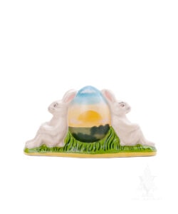 Two Rabbits Leaning on Sunrise Egg
