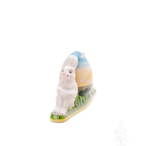 Two Rabbits Leaning on Sunrise Egg