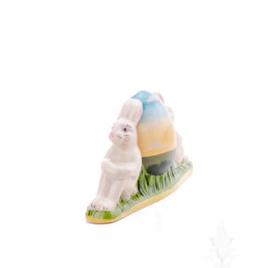Two Rabbits Leaning on Sunrise Egg