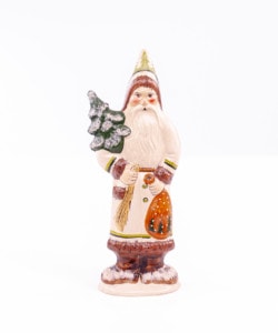 White Coat Father Christmas Holding Tree